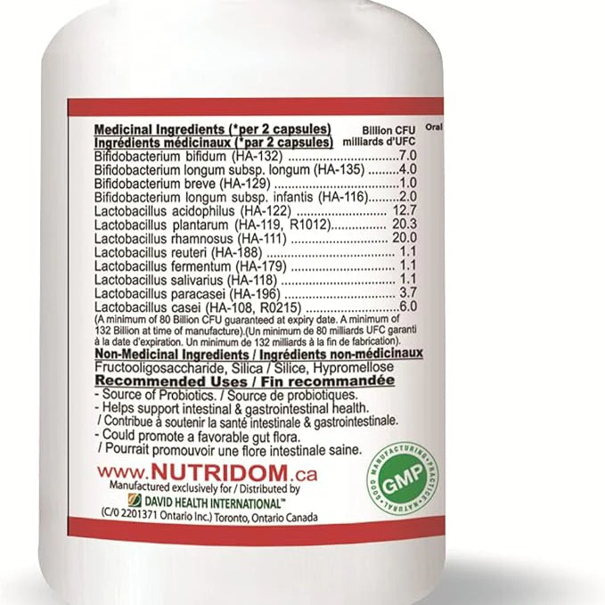 Nutridom Multi Probiotics 80 Billion CFU 14 Strains 60 Capsules