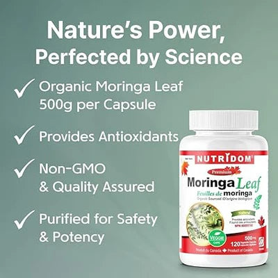 Nutridom Organic Moringa Leaf 500mg 120 Capsules