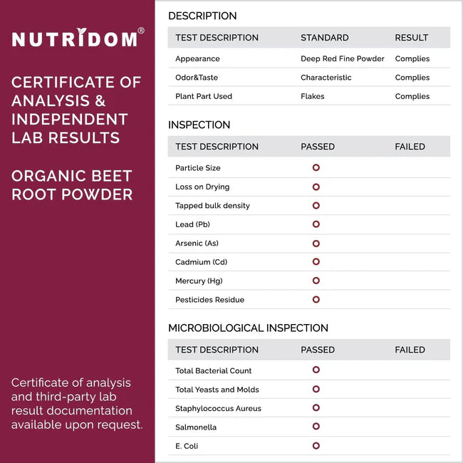 Nutridom Organic Red Beetroot Powder 225g