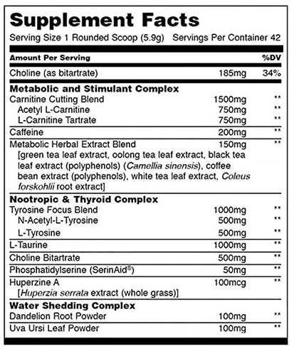 Universal Nutrition Animal Cuts Comprehensive Cutting Pack 42 Packs (Fat Burner With Caffeine)