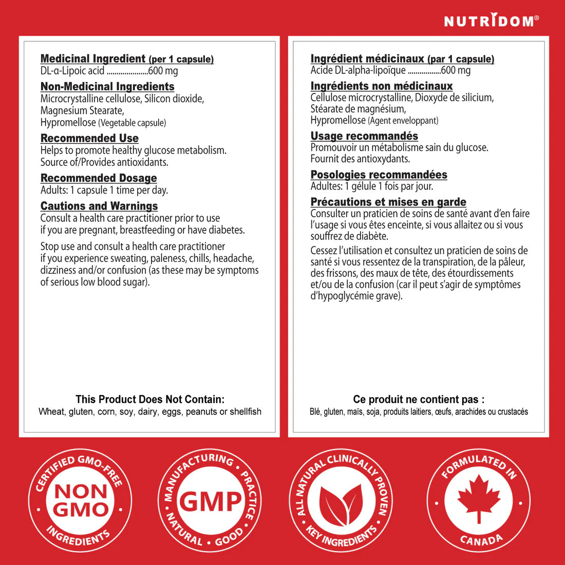 Nutridom Alpha Lipoic Acid (ALA) 60 Capsules