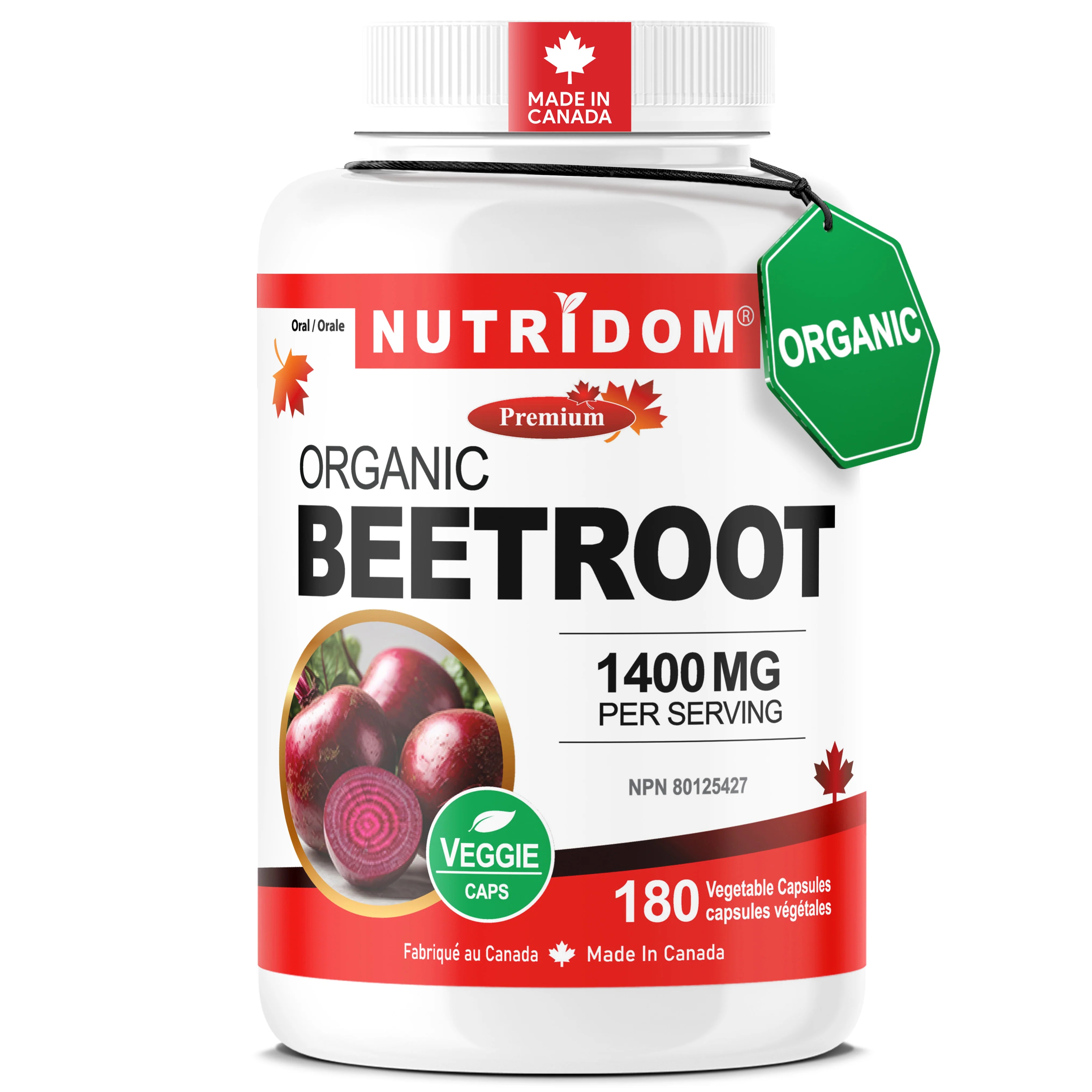 Nutridom Organic Beetroot 180 Capsules