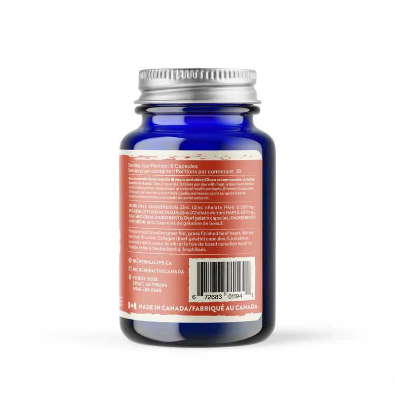Higher Healths High-Quality Freeze-Dried Organ Meat 180 Capsules