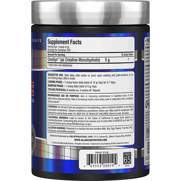 Allmax Creatine Monohydrate 400g & 1000g - 80 & 200 Servings
