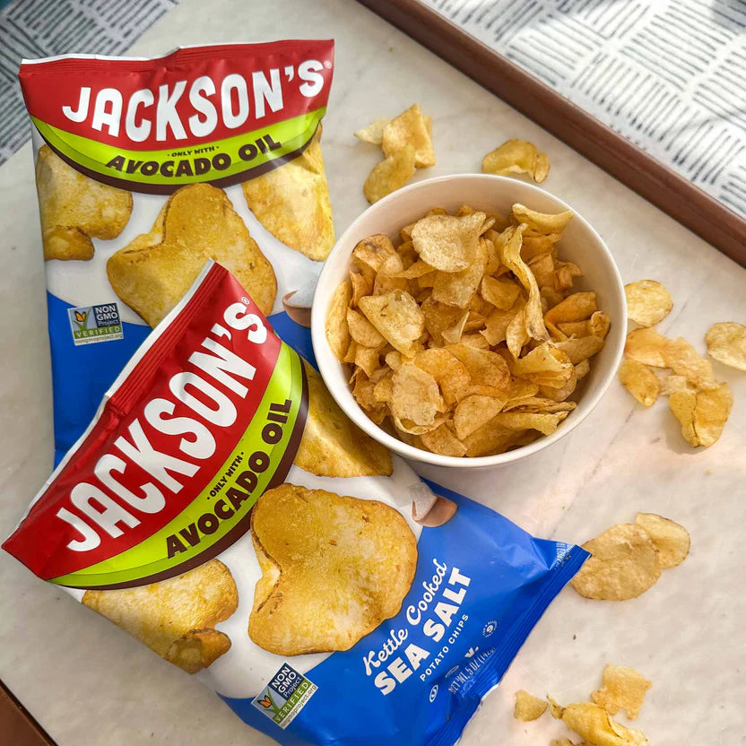 Jackson's Avocado Oil Kettle Cooked Potato Chips | Sea Salt 142g