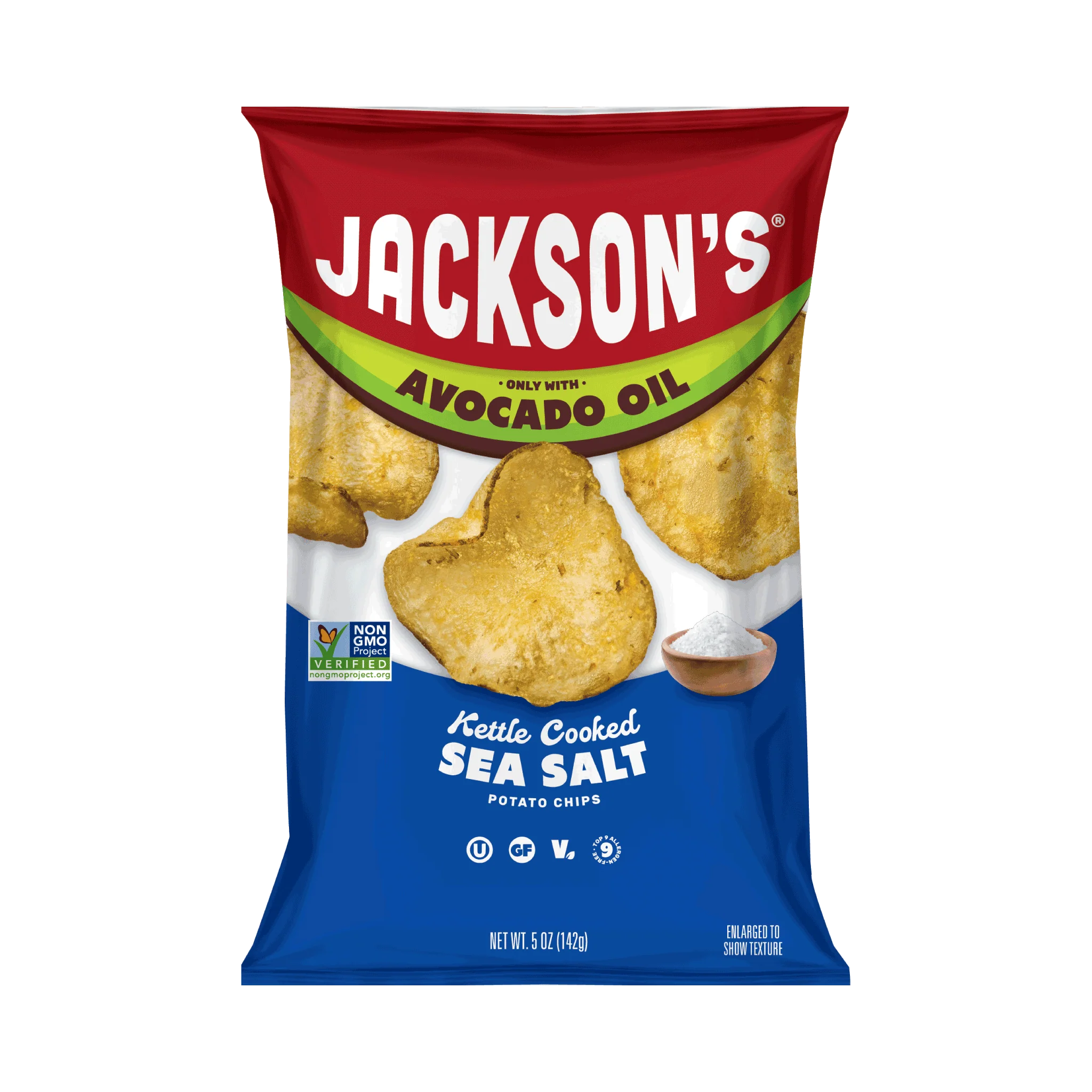 Jackson's Avocado Oil Kettle Cooked Potato Chips | Sea Salt 142g