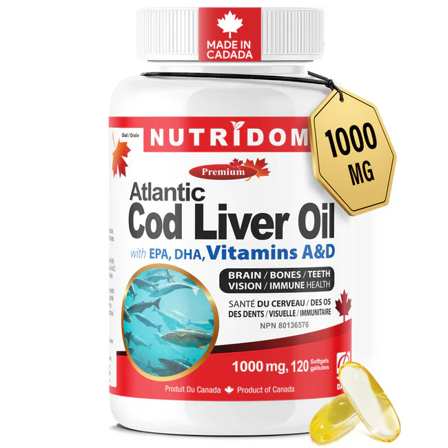 Nutridom Atlantic Cod Liver Oil 1000mg 120 Softgels