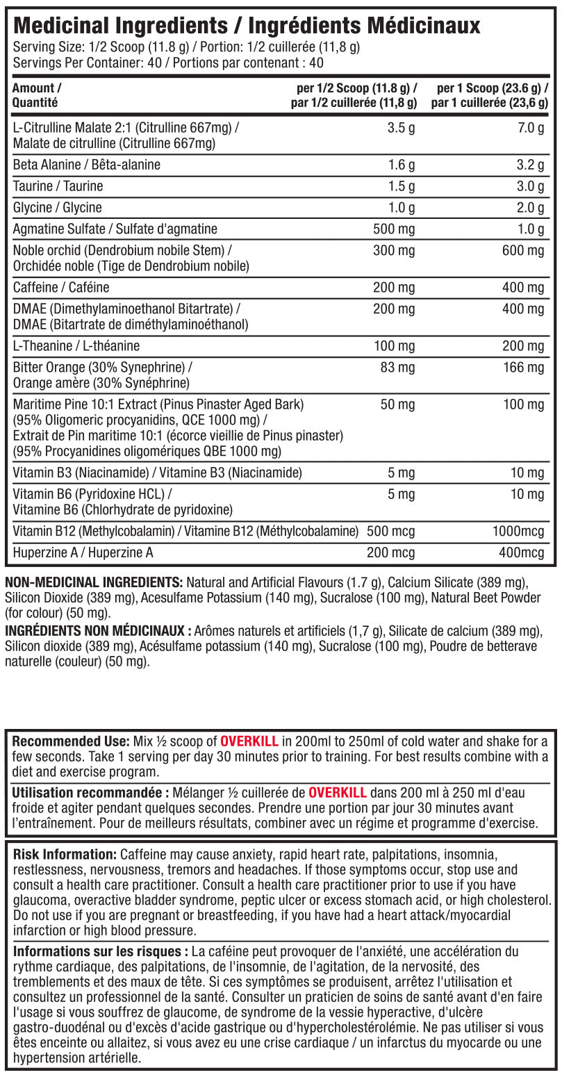 Proline Overkill Ultimate Pre-Workout 453g-463g