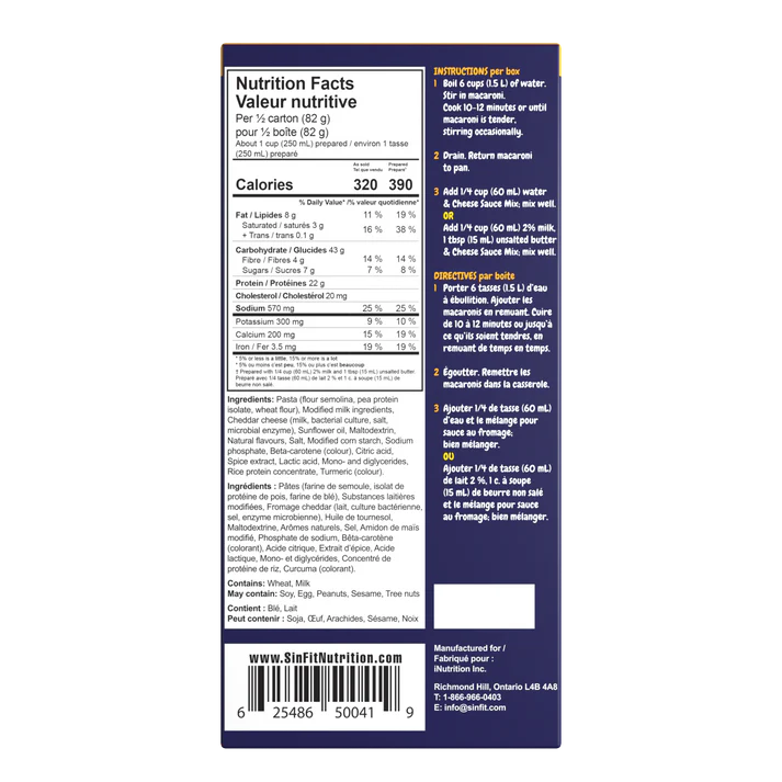 Sinfit Nutrition High Protein Macaroni & Cheese 164g