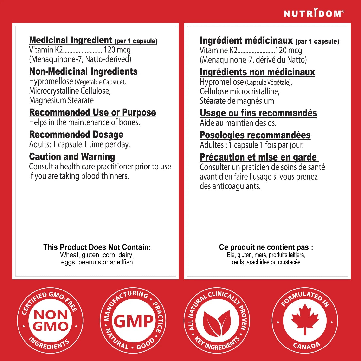 Nutridom Vitamin K2 120 Capsules