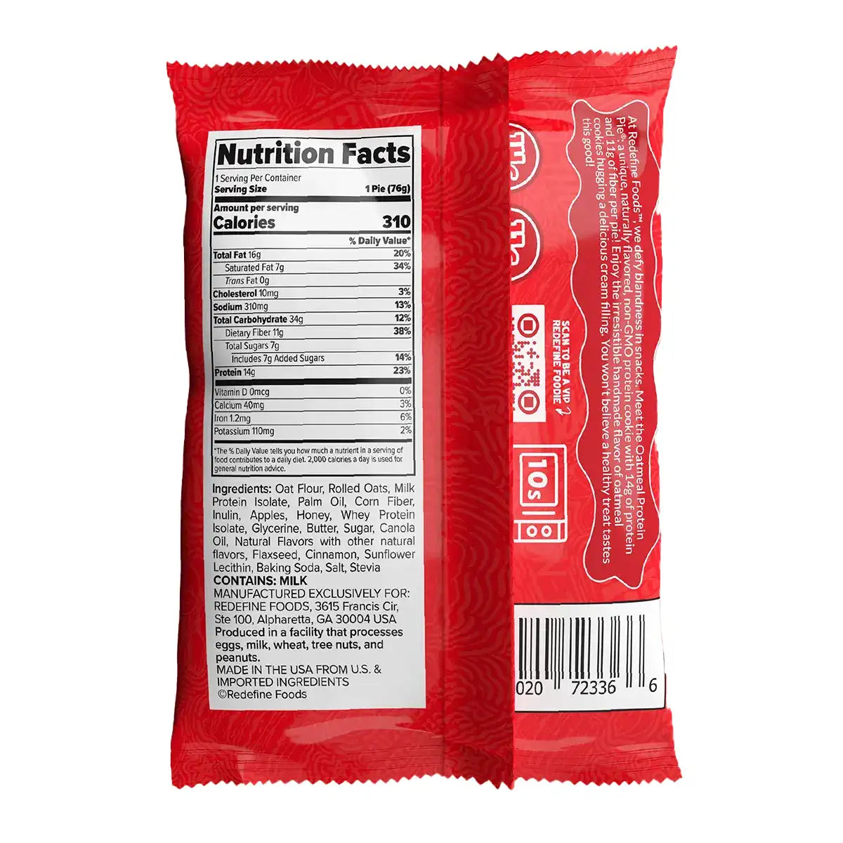 Redefine Foods Oatmeal Protein Pie 76g - Original