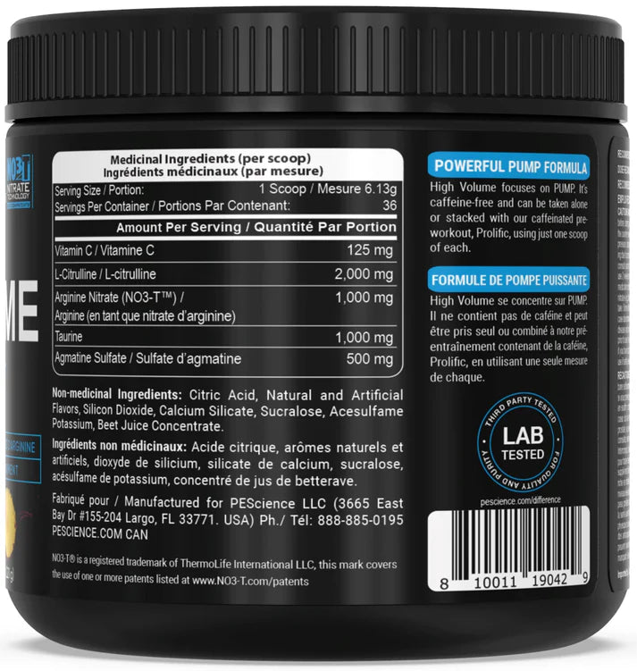 PEScience High Volume Pre-Workout (No Caffeine) 36 Servings