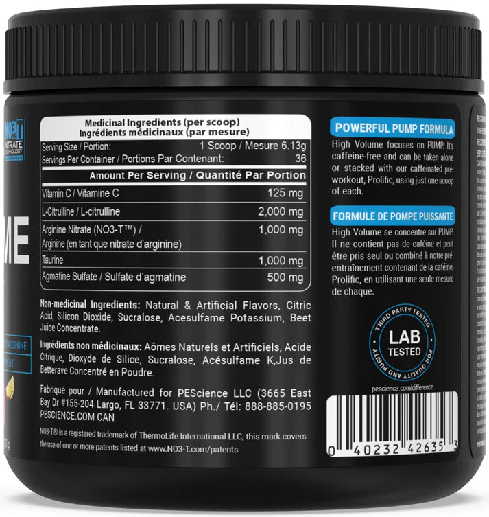 PEScience High Volume Pre-Workout (No Caffeine) 36 Servings
