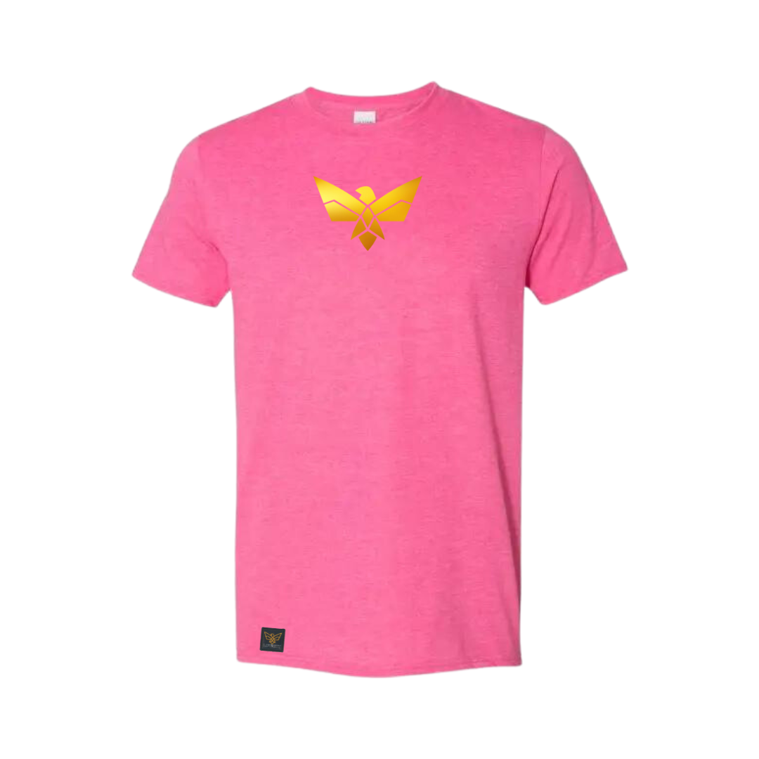 Unisex LTC Gold Eagle on Pink T-Shirt Large