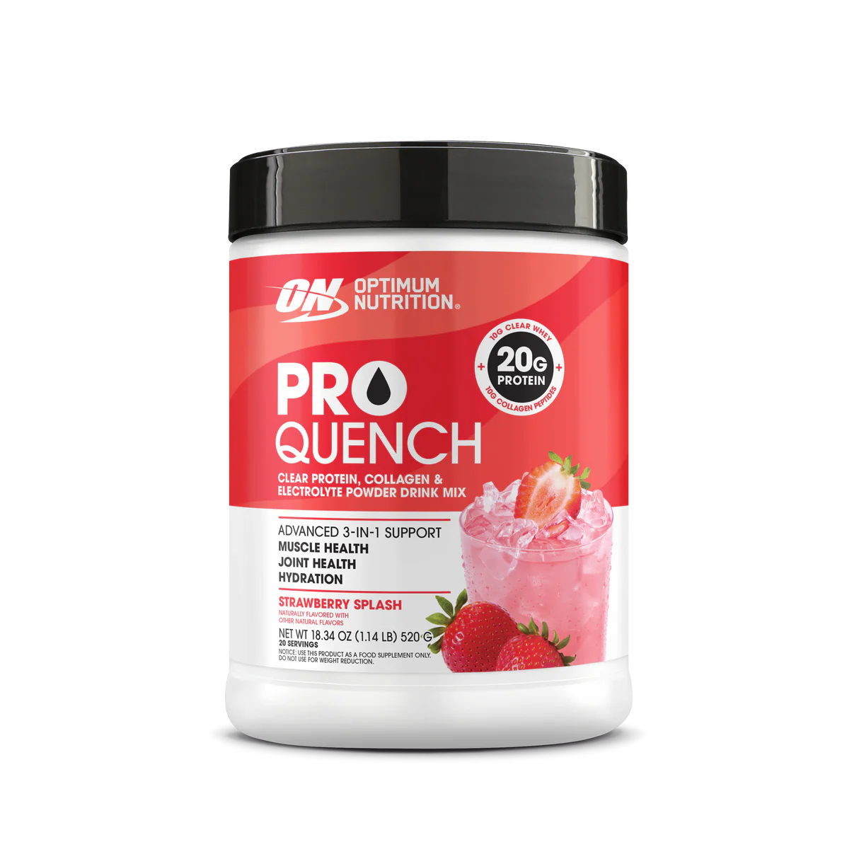 Optimum Nutrition Pro Quench Clear Protein, Collagen & Electrolyte Powder Drink Mix 520g