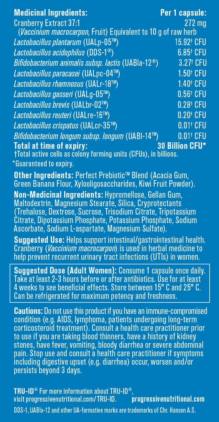 Progressive Perfect Probiotic Women's Formula 30 Billion 30 Capsules