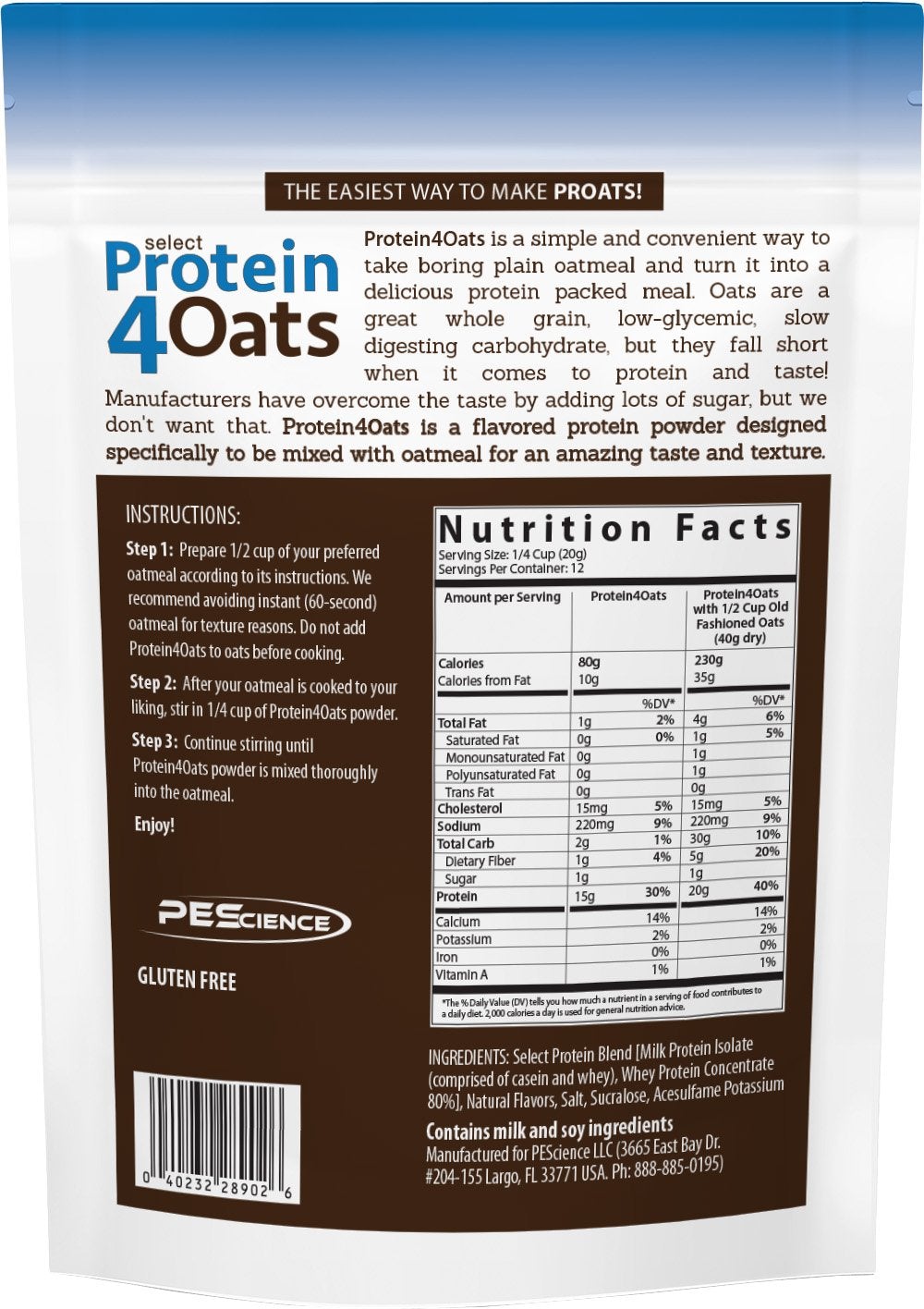 PEScience Select Protein 4 Oats 12 Servings (Clearance)