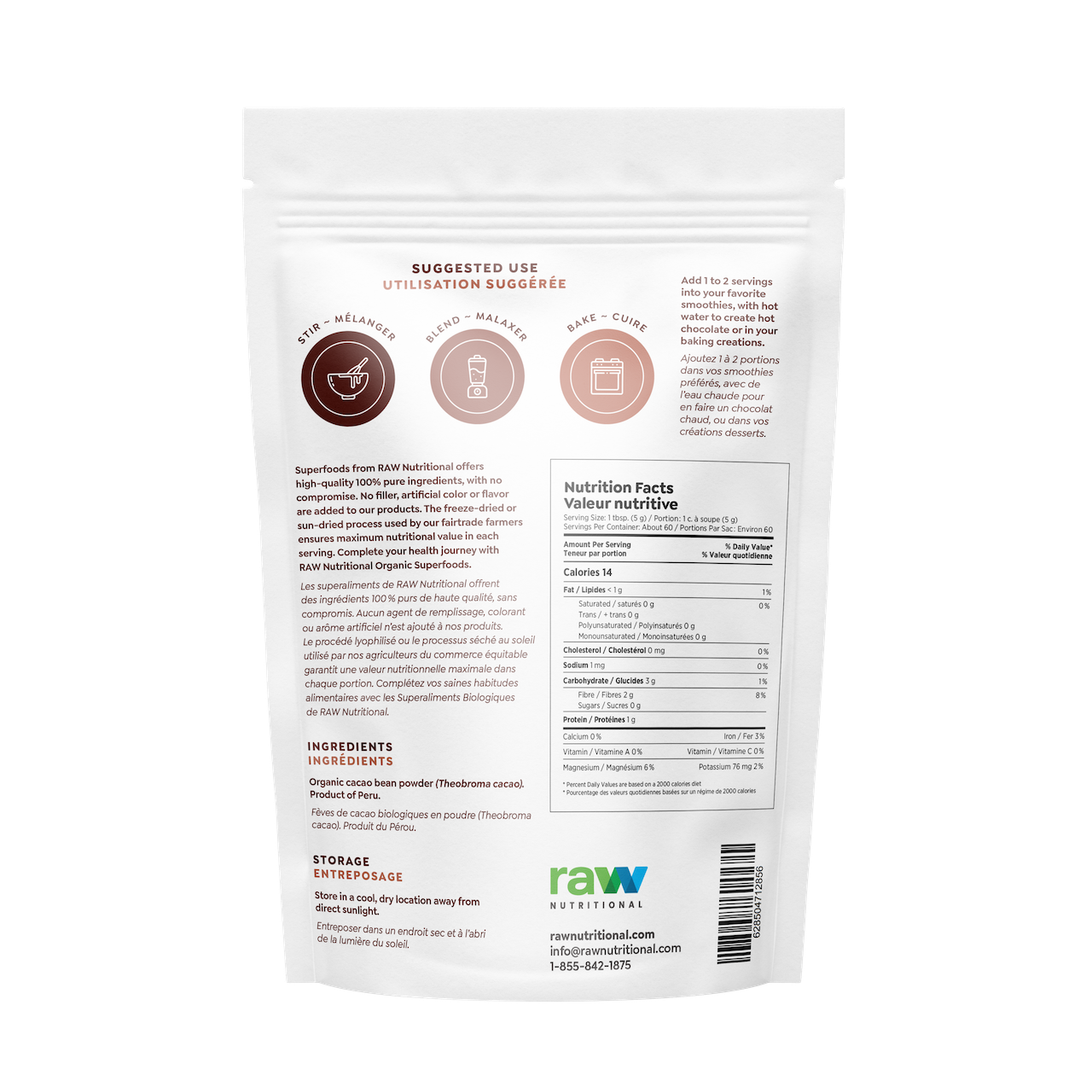 Raw Nutritional Organic Cacao Powder 200g