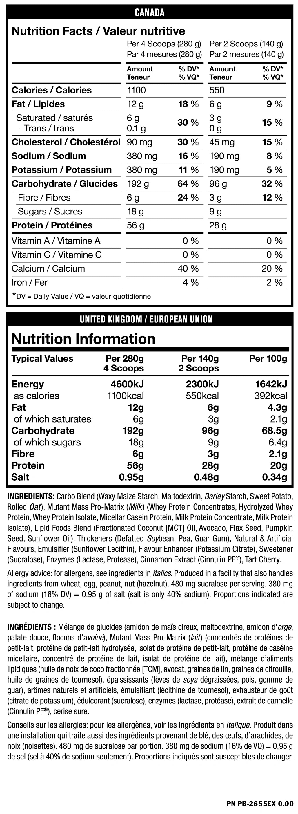 Mutant Muscle Mass Gainer 15LB