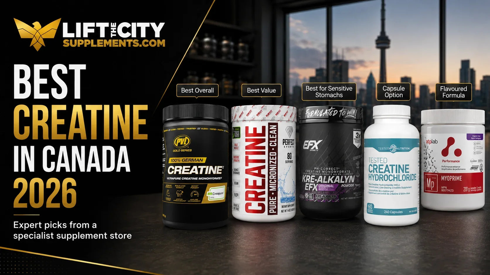 Does creatine make you bloated featured image from Lift The City Supplements showing PVL Gold Series creatine and a visual comparison of muscle fullness versus stomach bloat.