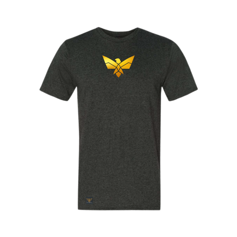 Unisex LTC Gold Eagle on Heather Dark Grey T-Shirt XL