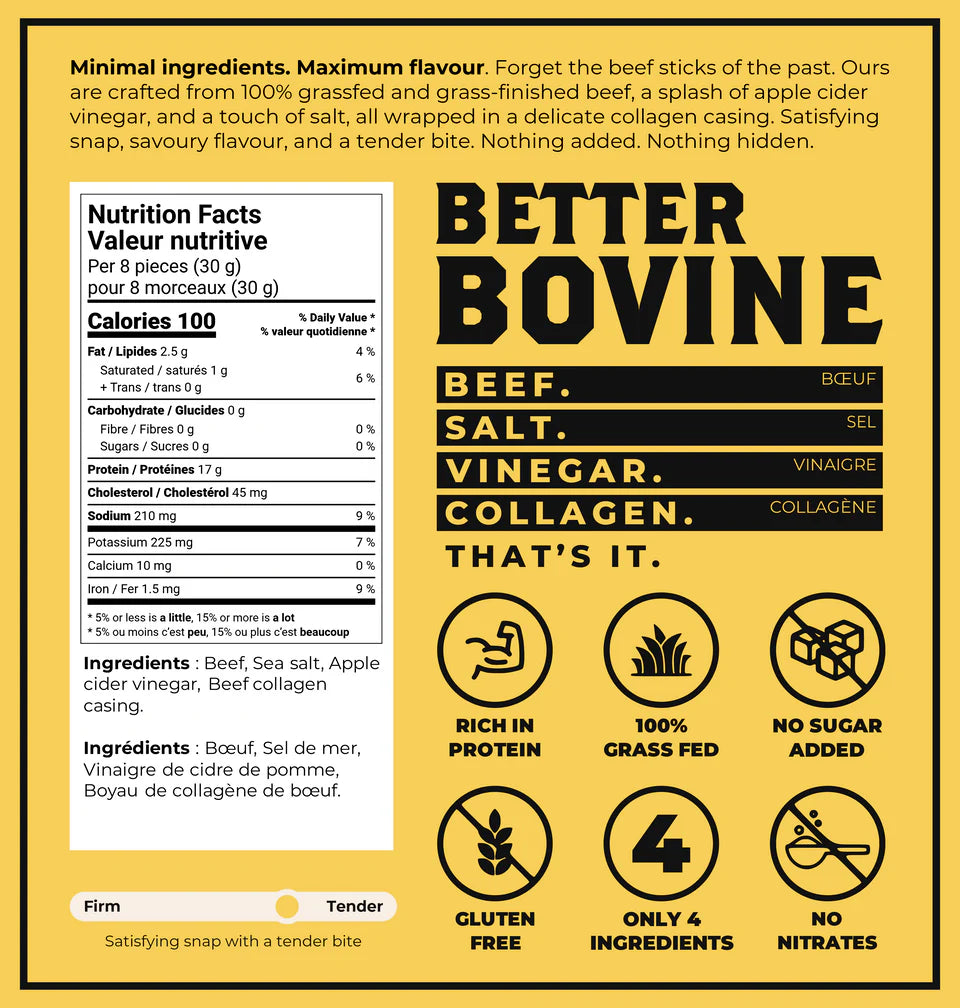 Better Bovine 100% Grass-Fed Beef Jerky & Sticks 50g