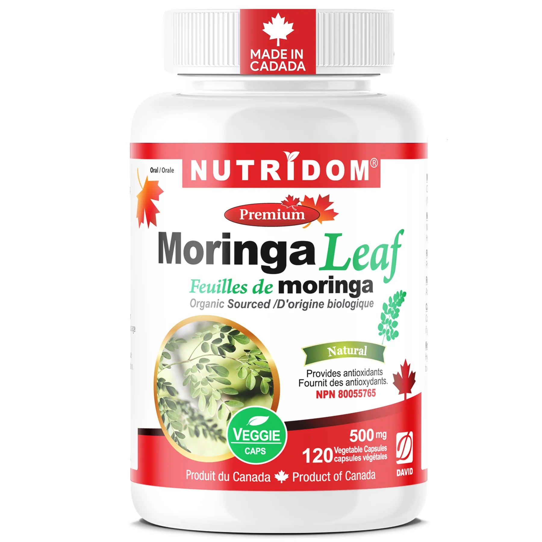Nutridom Organic Moringa Leaf 500mg 120 Capsules