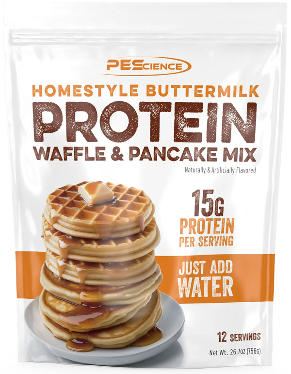 PEScience Protein Waffle & Pancake Mix 756g - 12 Servings Homestyle Buttermilk