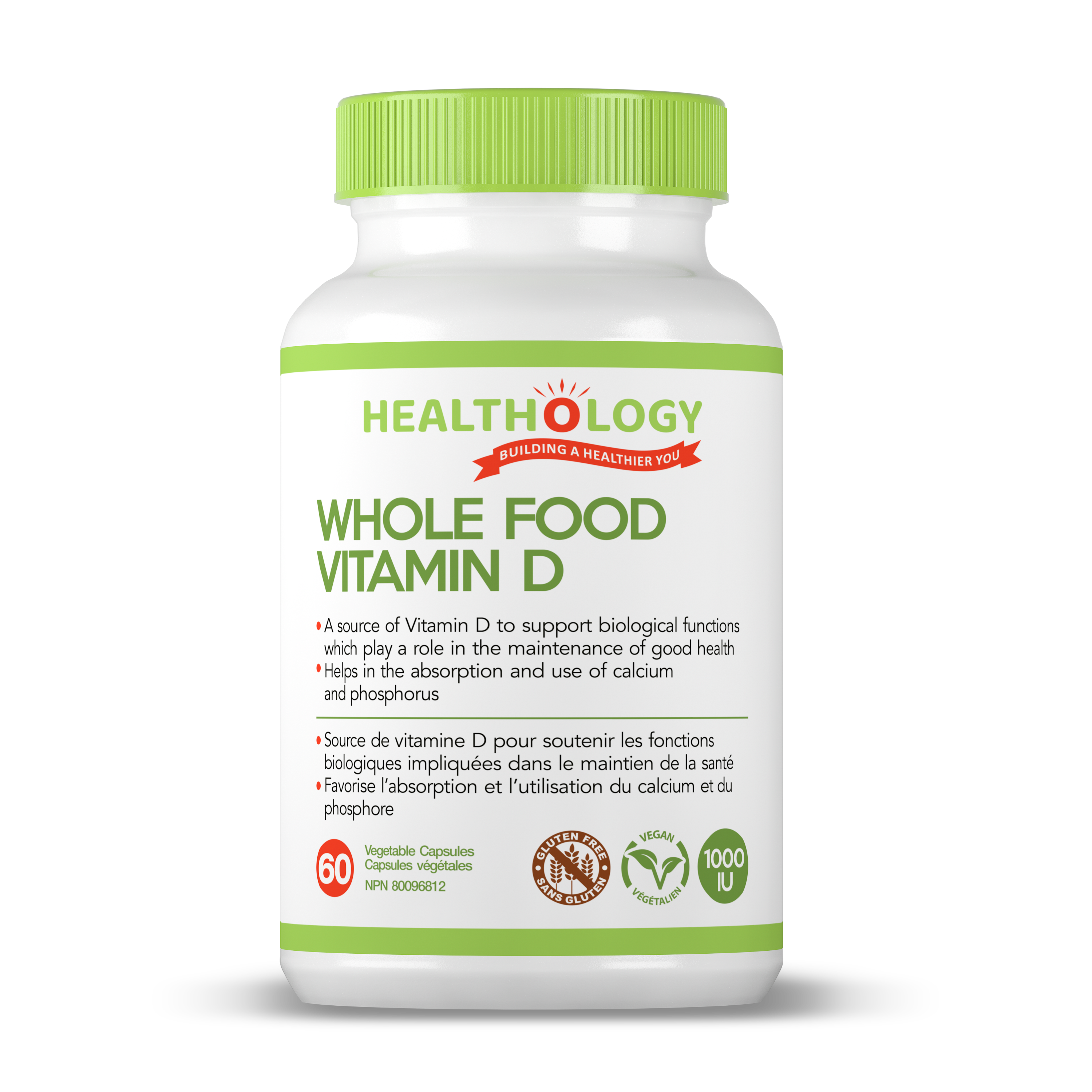 Healthology Whole Food Vitamin D 30 capsules (2500IU) & 60 Capsules (1000IU)