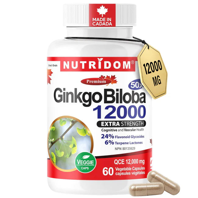 Nutridom Ginkgo Biloba 12000mg 60 Capsules