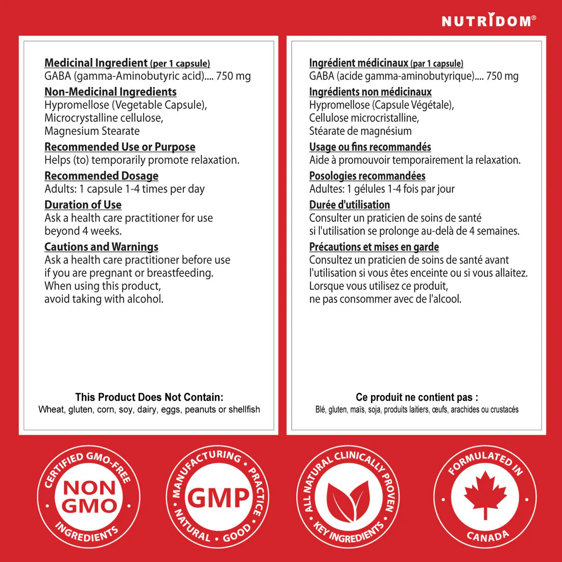 Nutridom Gaba 750 120 Capsules