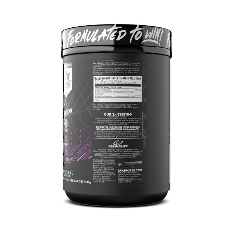 EFX Kre-Alkalyn EFX Powder & Capsules  - 500g, 120, 180 vegan & 192 Capsules