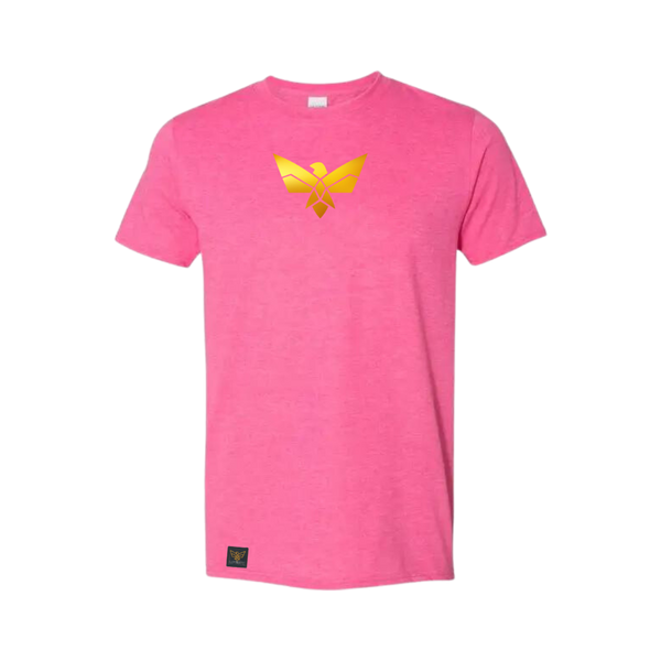 Unisex LTC Gold Eagle on Pink T-Shirt Large