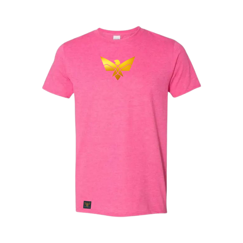 Unisex LTC Gold Eagle on Pink T-Shirt Large