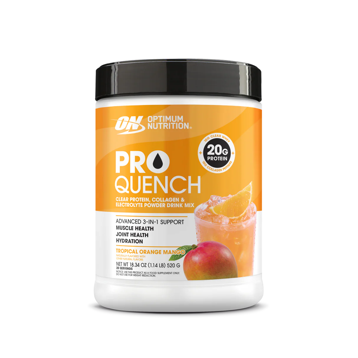 Optimum Nutrition Pro Quench Clear Protein, Collagen & Electrolyte Powder Drink Mix 520g