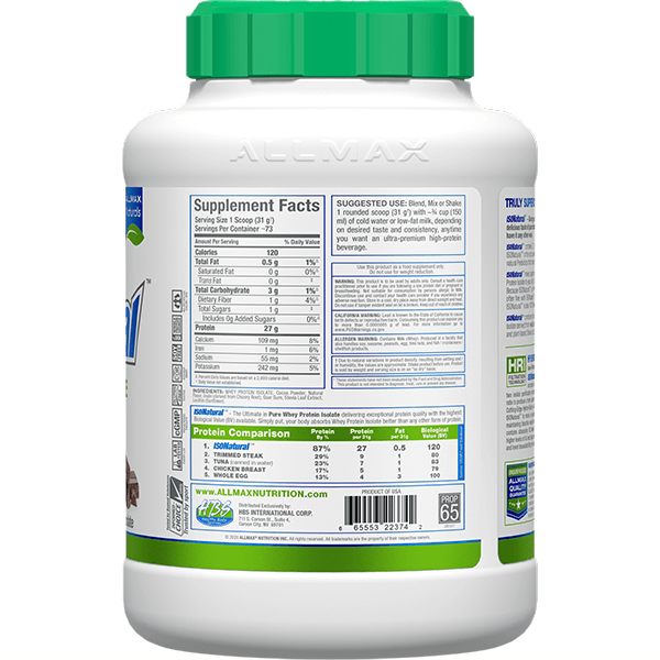 Allmax Isonatural All Natural Whey Protein 2lb & 5lb