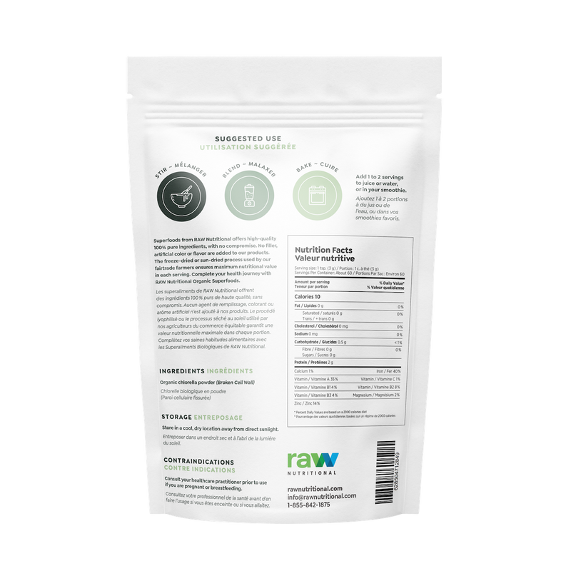 Raw Nutritional Pure Organic Chlorella 180g
