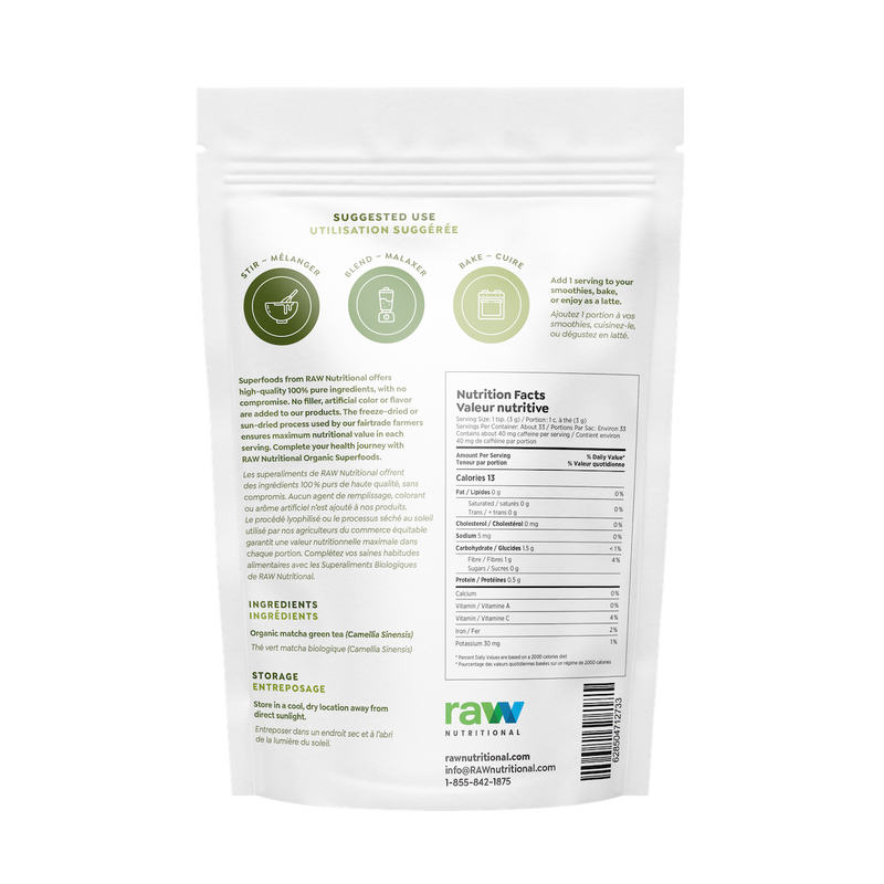 Raw Nutritional Pure Organic Matcha Tea 150g