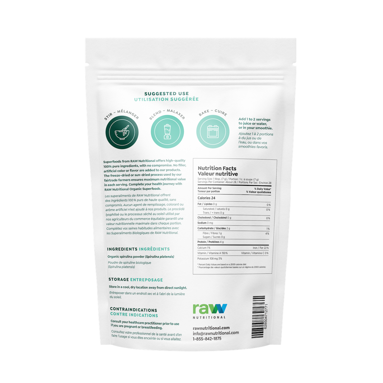 Raw Nutritional Pure Organic Spirulina 200g