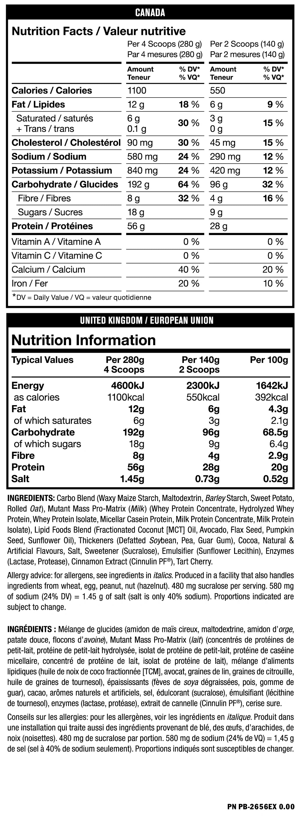 Mutant Muscle Mass Gainer 15LB